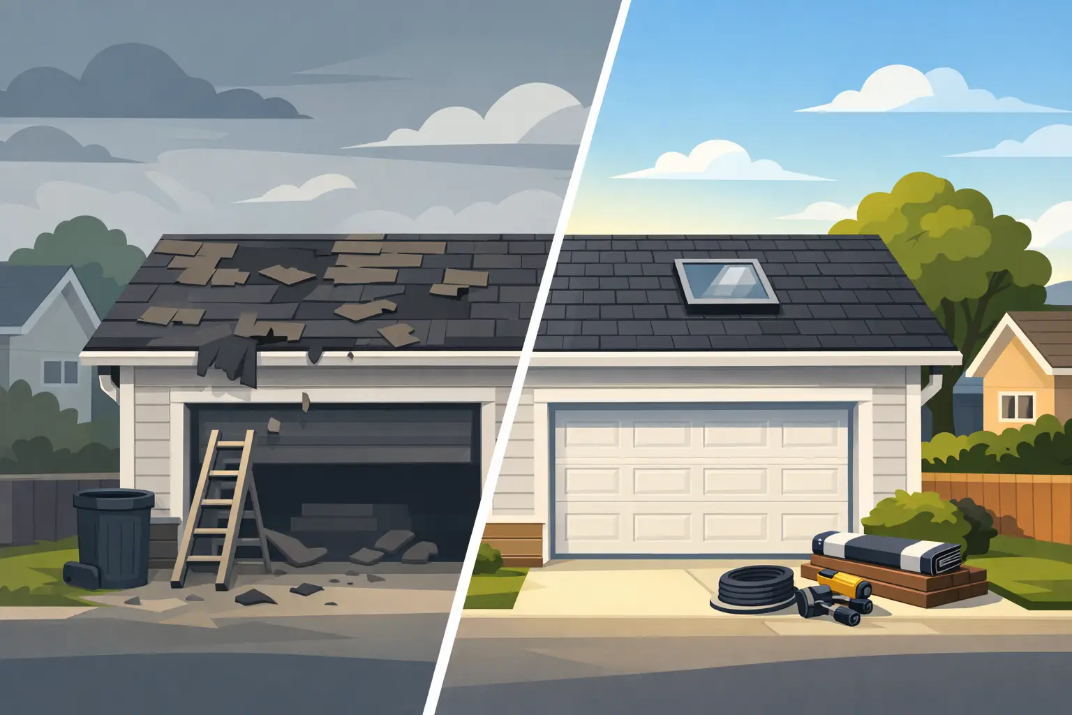 Garage Reroofing Before and After Explained
