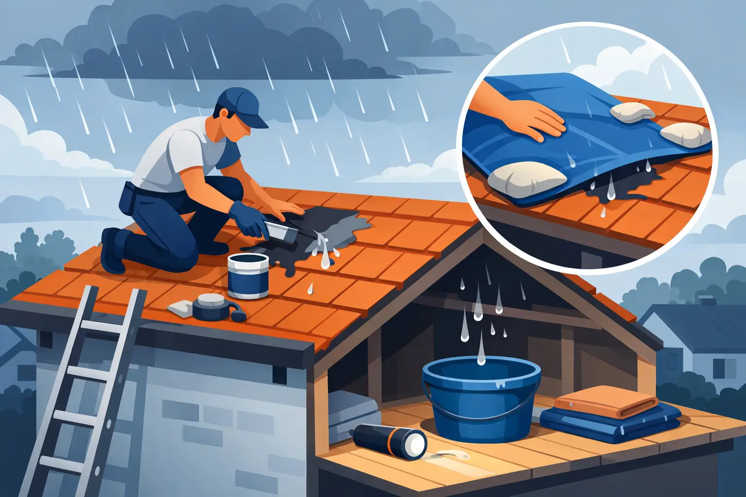 How to Stop a Roof Leak Temporarily
